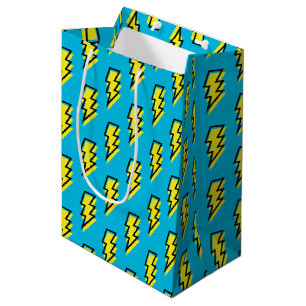 Bolsa De Regalo Mediana Patrón de perno de luz amarillo azul neón de los a