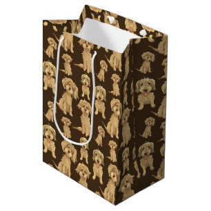 Bolsa De Regalo Mediana Patrón de perro Marrón labradoodle goldendoodle