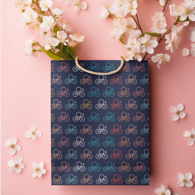 Bolsa De Regalo Mediana Patrón de Personalizado de bicicletas (gift bag, birthday surprise gift bag, teddy bear gift bag, wine gift bag, travel bag, use and throw )