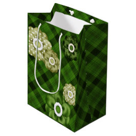 BOLSA DE REGALO MEDIANA PATRÓN DE PLAYA VERDE CON FLORES VERDES