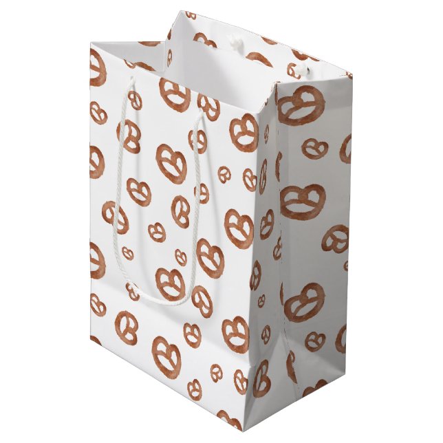 Bolsa De Regalo Mediana Patrón de Pretzel de Acuarela Suave Salada (Angulo Anverso)