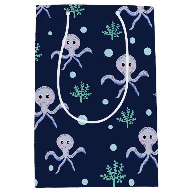 Bolsa De Regalo Mediana Patrón de pulpo bajo el mar (Anverso)