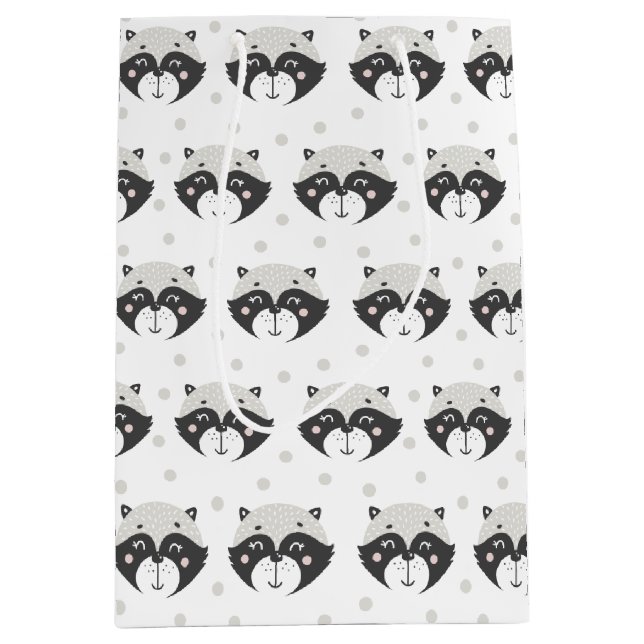 Bolsa De Regalo Mediana Patrón de Racoon Cuto (Anverso)