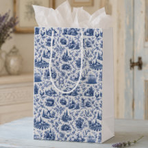 Patrón de rama de rosa campestre Toile Francesa Az