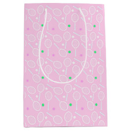 Bolsa De Regalo Mediana Patrón de raqueta de tenis rosado