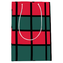 Bolsa De Regalo Mediana Patrón de rayas de color negro verde rojo