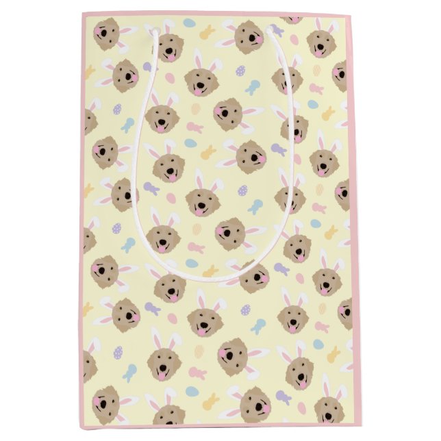 Bolsa De Regalo Mediana Patrón de recuperación de oro de conejo de pascua (Anverso)