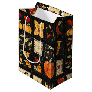 Bolsa De Regalo Mediana Patrón de reducción del arte popular de otoño Rú