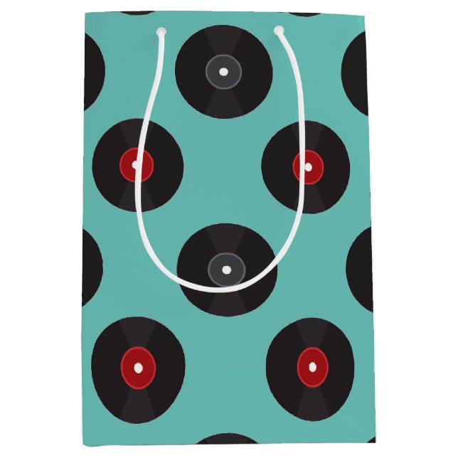 Bolsa De Regalo Mediana Patrón de registros de Jukebox retro (Anverso)