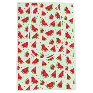Bolsa De Regalo Mediana Patrón de sandía Fruta Melón Rojo verde claro