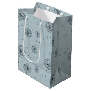 Bolsa De Regalo Mediana Patrón de semilla de diente de león minimalista az