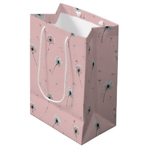 Bolsa De Regalo Mediana Patrón de Semilla de Diente de León Minimalista Ro