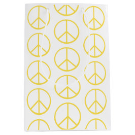 Bolsa De Regalo Mediana Patrón de signo de paz amarillo, colorido y divert