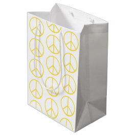 Bolsa De Regalo Mediana Patrón de signo de paz amarillo, colorido y divert