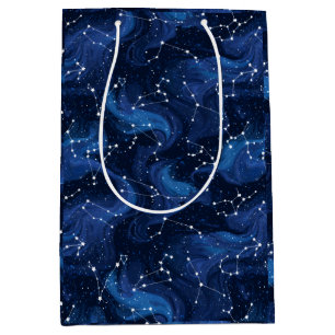 Bolsa De Regalo Mediana Patrón de signo zodiacal de astrología boho en azu