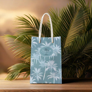 Bolsa De Regalo Mediana Patrón de silueta de árbol de palmas hawaiano ID10