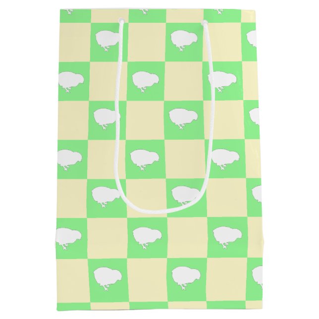 Bolsa De Regalo Mediana Patrón de tablero de cheques de Pascua con motivo  (Reverso)