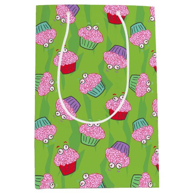 Bolsa De Regalo Mediana Patrón de tarta cerebral zombi (Anverso)