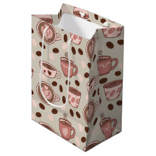 Bolsa De Regalo Mediana Patrón de taza de café acogedor (9)
