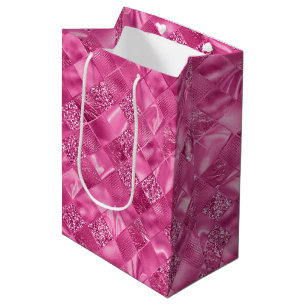 Bolsa De Regalo Mediana Patrón de tejido cuadrado multitexturizado de colo