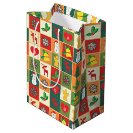Bolsa De Regalo Mediana Patrón de tejido de navidades