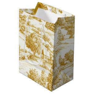 Bolsa De Regalo Mediana Patrón de Toile de Granja de Girasoles Dorados Rús