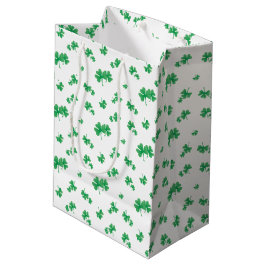 Bolsa De Regalo Mediana Patrón de trébol irlandés verde gradiente