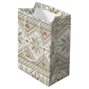 Bolsa De Regalo Mediana Patrón de tribal de plántulas florales geométricas