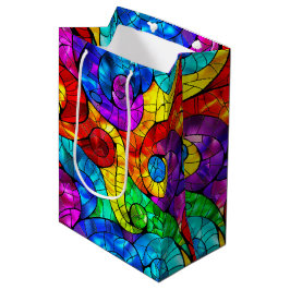 Bolsa De Regalo Mediana Patrón de vidrio emplomado elegante arcoíris