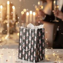 Bolsa De Regalo Mediana Patrón de Vino Rosado