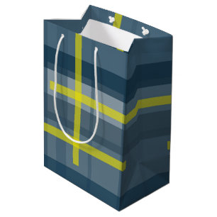 Bolsa De Regalo Mediana Patrón de yeso azul y amarillo