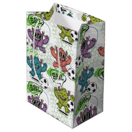 Bolsa De Regalo Mediana Patrón divertido de fútbol de monstruos para niños
