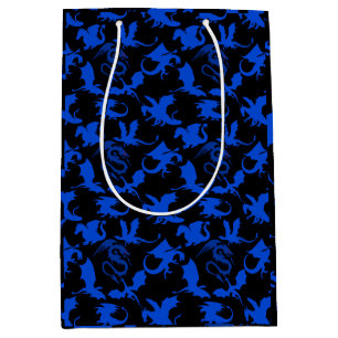 Bolsa De Regalo Mediana Patrón Dragon 02 azul.bwx4 Negro BG