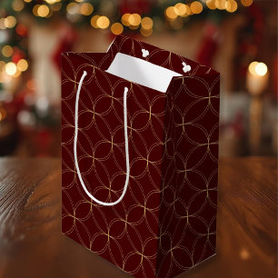 Bolsa De Regalo Mediana Patrón elegante Art Déco de oro burdeos