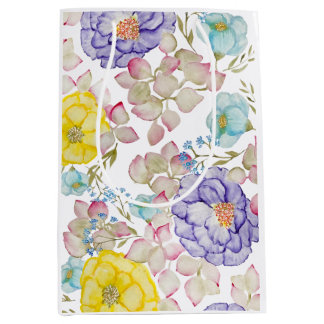 Bolsa De Regalo Mediana Patrón elegante de acuarela floral