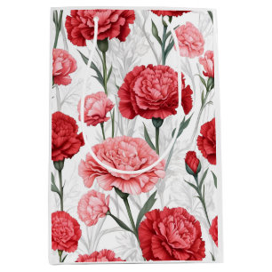 Bolsa De Regalo Mediana Patrón elegante de flor de clavel