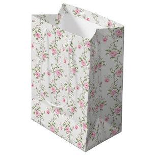 Bolsa De Regalo Mediana Patrón elegante de flores de rosas rosas rosas