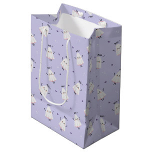 Bolsa De Regalo Mediana Patrón fantasma lindo con "Boo!" Texto sobre Lavan