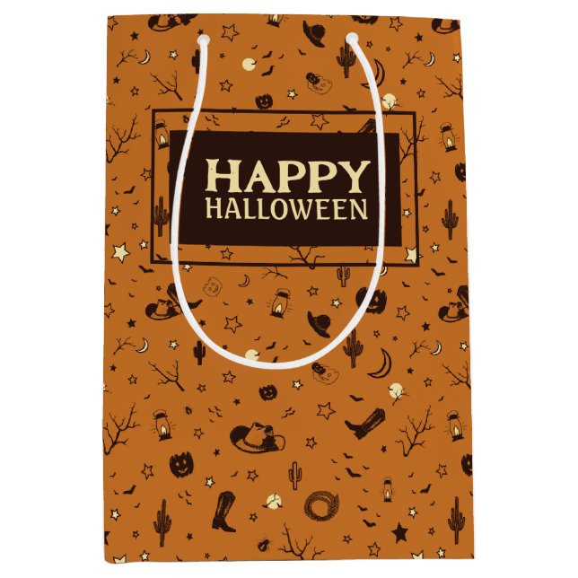 Bolsa De Regalo Mediana patrón feliz de halloween (Anverso)