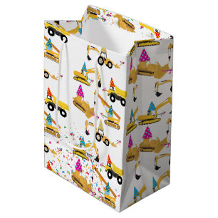 Bolsa De Regalo Mediana Patrón Fiesta de camiones de construcción