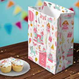 Bolsa De Regalo Mediana Patrón Fiesta de Unicornio rosa Niños Chicas monog
