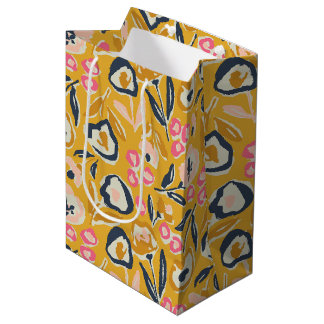 Bolsa De Regalo Mediana Patrón floral atrevido y a mano de jardín de campo