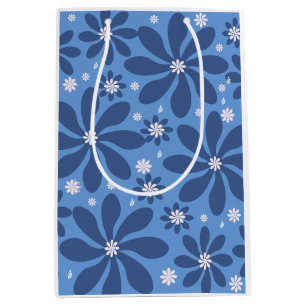 Bolsa De Regalo Mediana Patrón floral azul - Elegante acceso