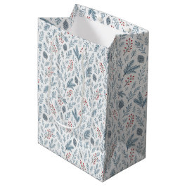 Bolsa De Regalo Mediana Patrón floral de bayas de acebo botánico chic