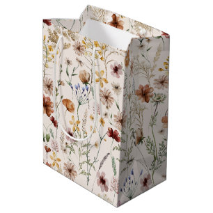 Bolsa De Regalo Mediana Patrón floral de color de agua de pequeño florecim