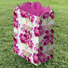 Bolsa De Regalo Mediana Patrón floral de flores de acuarela rosa