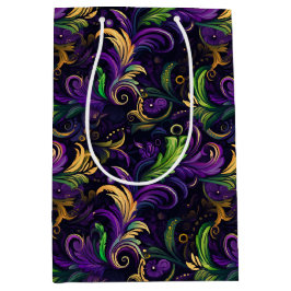 Bolsa De Regalo Mediana Patrón floral de Mardi Gras