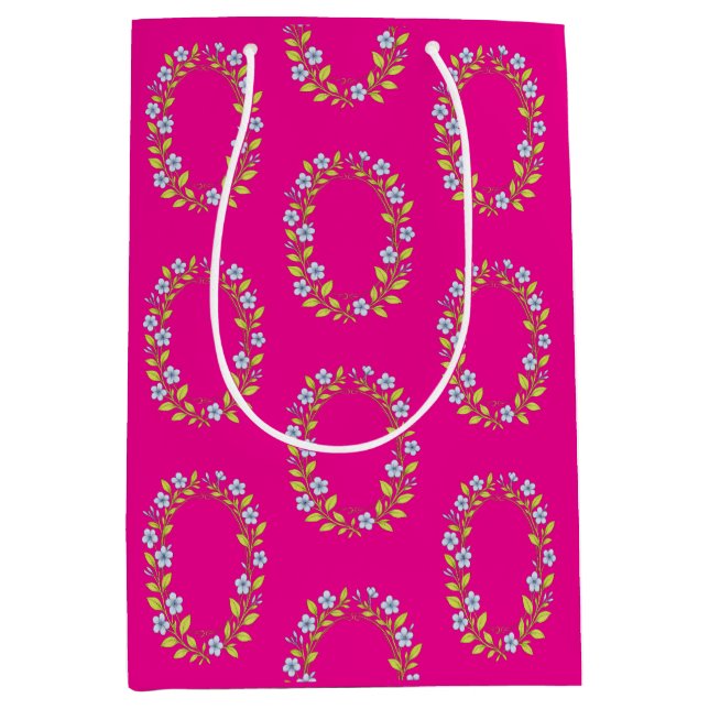 Bolsa De Regalo Mediana Patrón floral de niña bebé (Anverso)