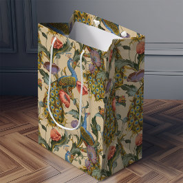 Bolsa De Regalo Mediana Patrón floral de pavo real Art Nouveau Morris