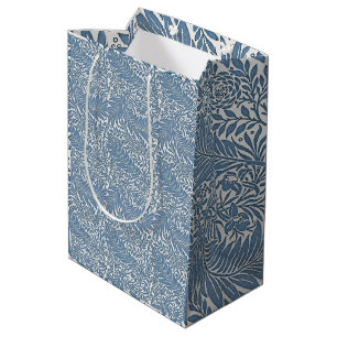 Bolsa De Regalo Mediana Patrón floral del siglo XIX azul sobre el grupo de